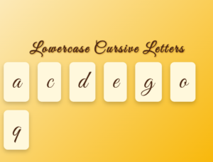 Lowercase Cursive Letters a, c, d, e, g, o, q