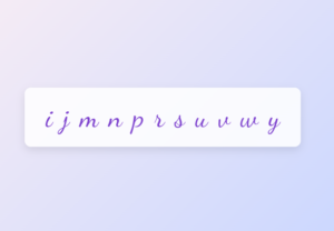 Lowercase Cursive Letters i, j, m, n, p, r, s, u, v, w, y