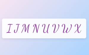 Uppercase Cursive Letters I, J, M, N, U, V, W, X
